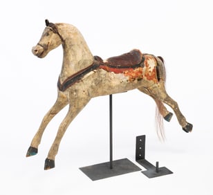 AMERICAN PAINT-DECORATED ROCKING HORSE.