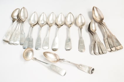 COLLECTION OF AMERICAN COIN SILVER SPOONS