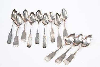 COLLECTION OF COIN SILVER SPOONS.