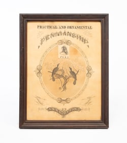 L.A. KNOWLTON (AMERICAN) SPENCERIAN INK DRAWING, DATED 1880.