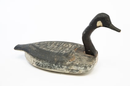 PAINT-DECORATED CARVED WOOD CANADIAN GOOSE DECOY.
