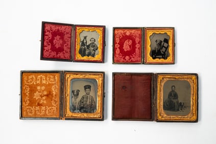 FOUR AMERICAN CASED IMAGES WITH DOGS.