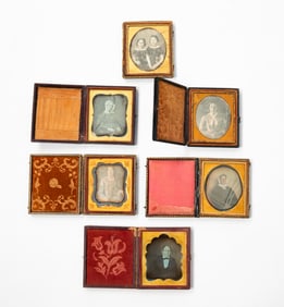 SIX AMERICAN CASED SIXTH-PLATE PORTRAIT IMAGES.