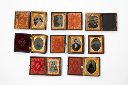 EIGHT AMERICAN CASED NINTH-PLATE PORTRAIT IMAGES.