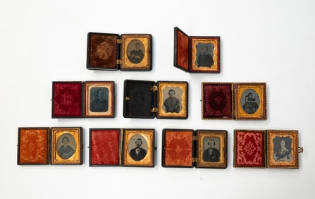 NINE AMERICAN CASED NINTH-PLATE PORTRAIT IMAGES.