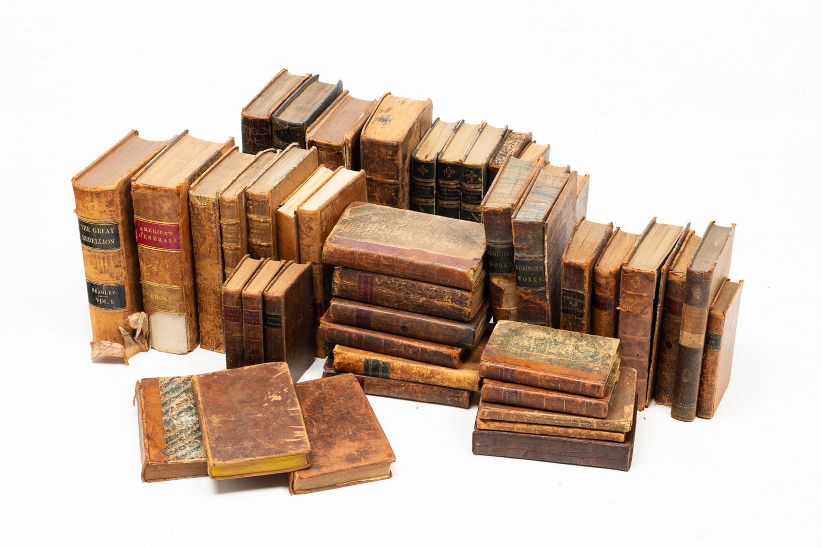 A COLLECTION OF MOSTLY LEATHER BOUND BOOKS. (1 of 9)