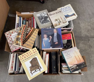 LARGE GROUP OF ANTIQUE REFERENCE BOOKS, INCLUDING "PICTURES OF EARLY NEW YORK ON DARK BLUE