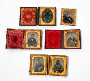 SEVEN AMERICAN CASED SIXTH-PLATE PORTRAIT IMAGES.