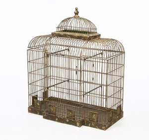 AMERICAN EMPIRE STYLE WIREWORK ARCHITECTURAL BIRDCAGE.