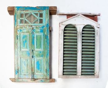 TWO ARCHITECTURAL WINDOWS.
