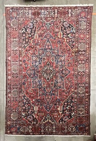 PERSIAN HERIZ HAND-KNOTTED WOOL PALACE SIZE RUG.