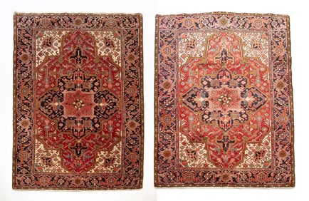 PAIR OF PERSIAN HERIZ WOOL RUGS.