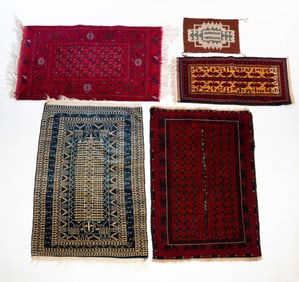 FIVE ORIENTAL SCATTER RUGS.