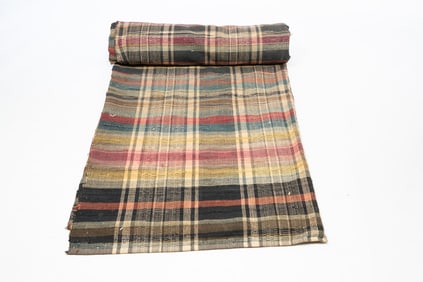 AMERICAN POLYCHROME RAG AREA RUG.