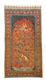 PERSIAN BLOCK-PRINTED AND PAINTED LINEN TAPESTRY.