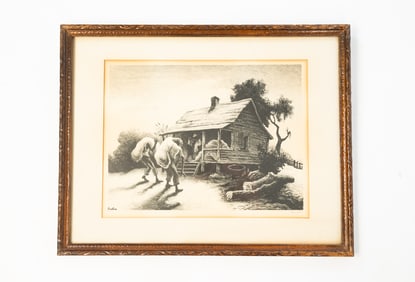 THOMAS HART BENTON (AMERICAN, 1889-1975) "BACK FROM THE FIELDS" LITHOGRAPH, DATED 1945.