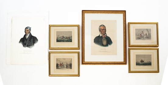 SIX HAND-COLORED PRINTS OF NATIVE AMERICANS.
