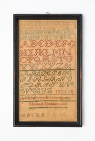 ELIZABETH SPENCER (VERNON, NEW YORK, BORN CA. 1810) NEEDLEWORK SAMPLER, DATED 1820.