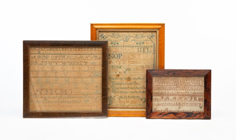 THREE AMERICAN NEEDLEWORK SAMPLERS.