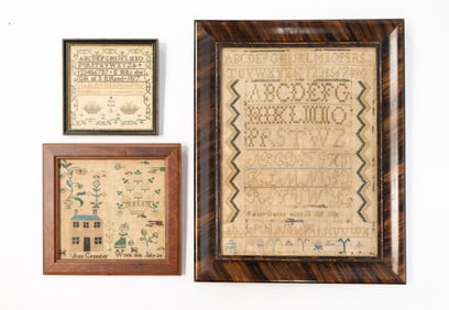THREE AMERICAN NEEDLEWORK SAMPLERS.