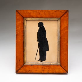 AMERICAN INK SILHOUETTE OF A GENTLEMAN WITH CANE.