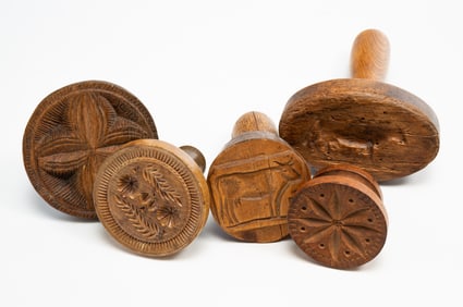 FIVE AMERICAN BUTTER PRINTS OR STAMPS.