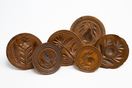 SIX AMERICAN BUTTER PRINTS OR STAMPS.