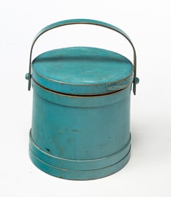 LARGE BLUE PAINTED FIRKIN.