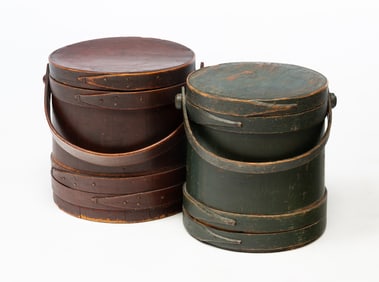 TWO AMERICAN PAINTED FIRKINS.