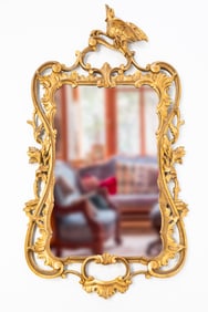 ORNATE GILDED CHIPPENDALE STYLE MIRROR.
