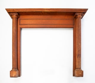 AMERICAN PAINTED PINE FIREPLACE MANTLE.