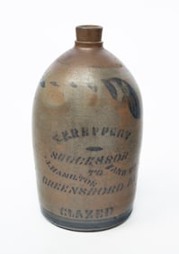 T.F. REPPERT (GREENSBORO, PA) COBALT DECORATED STONEWARE JUG.