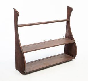 AMERICAN REDDISH-BROWN PAINTED MAPLE WHALE END SHELF.