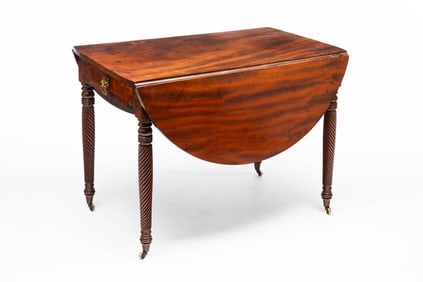 MID-ATLANTIC SHERATON MAHOGANY PEMBROKE TABLE.