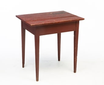 AMERICAN HEPPLEWHITE REDDISH-BROWN PAINTED PINE STAND.