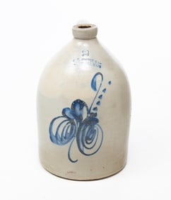 F.B. NORTON & CO. (WORCESTER, MASSACHUSETTS) COBALT-DECORATED STONEWARE TWO-GALLON JUG.