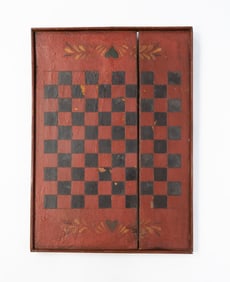 AMERICAN FOLK ART PAINT-DECORATED GAMEBOARD.