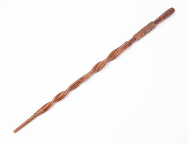 AMERICAN FOLK ART CARVED SNAKE CANE, DATED 1862.