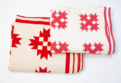 TWO AMERICAN PIECEWORK QUILTS.