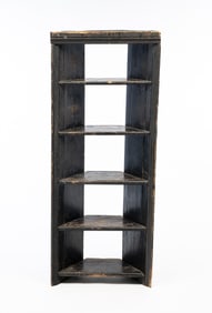 AMERICAN EBONIZED PINE FIVE-TIER CORNER SHELF.