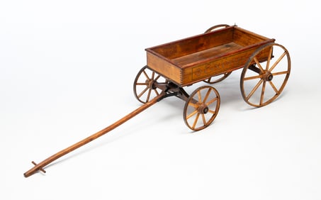 PARIS MFG. CO. (SOUTH PARIS, MAINE) CHILD'S PAINT-DECORATED "EXPRESS" PULL WAGON.