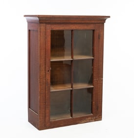 AMERICAN GRAIN-PAINTED POPLAR AND PINE CUPBOARD TOP.