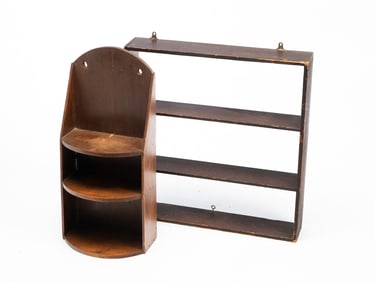 TWO AMERICAN HANGING SHELVES.