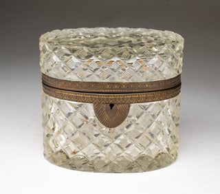 FRENCH BRASS-MOUNTED CRYSTAL JEWELRY CASKET.