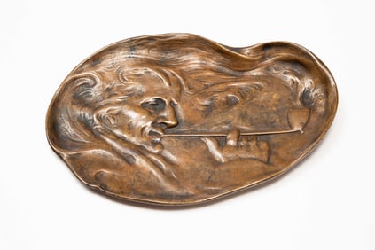 BRADLEY AND HUBBARD (MERIDEN, CONNECTICUT) ARTS AND CRAFTS BRONZE PIPE TRAY.