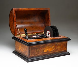 SWISS THORENS INLAID DISK MUSIC BOX.