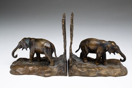 PAIR OF AUSTRIAN BRONZE ELEPHANT-FORM BOOKENDS.