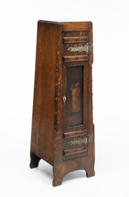 SHOP OF THE CRAFTERS(CINCINNATI, OHIO) ARTS AND CRAFTS QUARTERSAWN OAK AND PAINTDECORATED CELLARET.