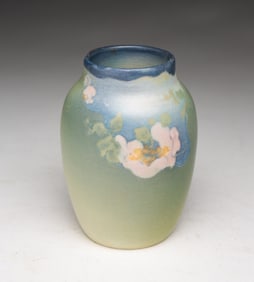 DIMINUTIVE ROOKWOOD ARTIST SIGNED VELLUM VASE.
