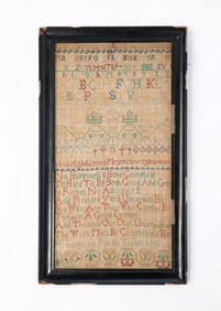PRISCILLA TAYLOR (ENGLISH) NEEDLEWORK SAMPLER, DATED 1741.